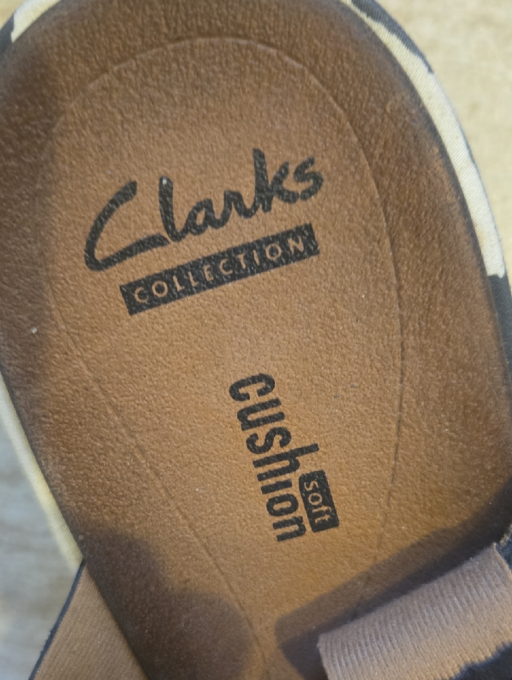 Clarks Collection Soft Cushion Black/White Wedge Strappy Sandals - Picture 8 of 11